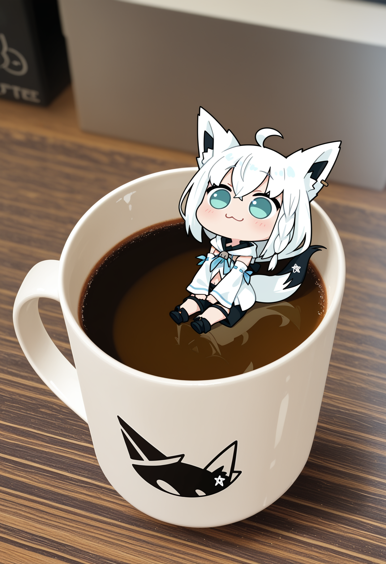 08943-1734973985-1girl, solo, shirakami fubuki, sitting, _3, coffee mug, minigirl, photo background_,masterpiece,best quality,amazing quality,_.png